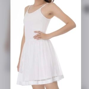 NWT White Kate Kasin White Adjustable Sleeveless Tulle Tutu Dress Size Large